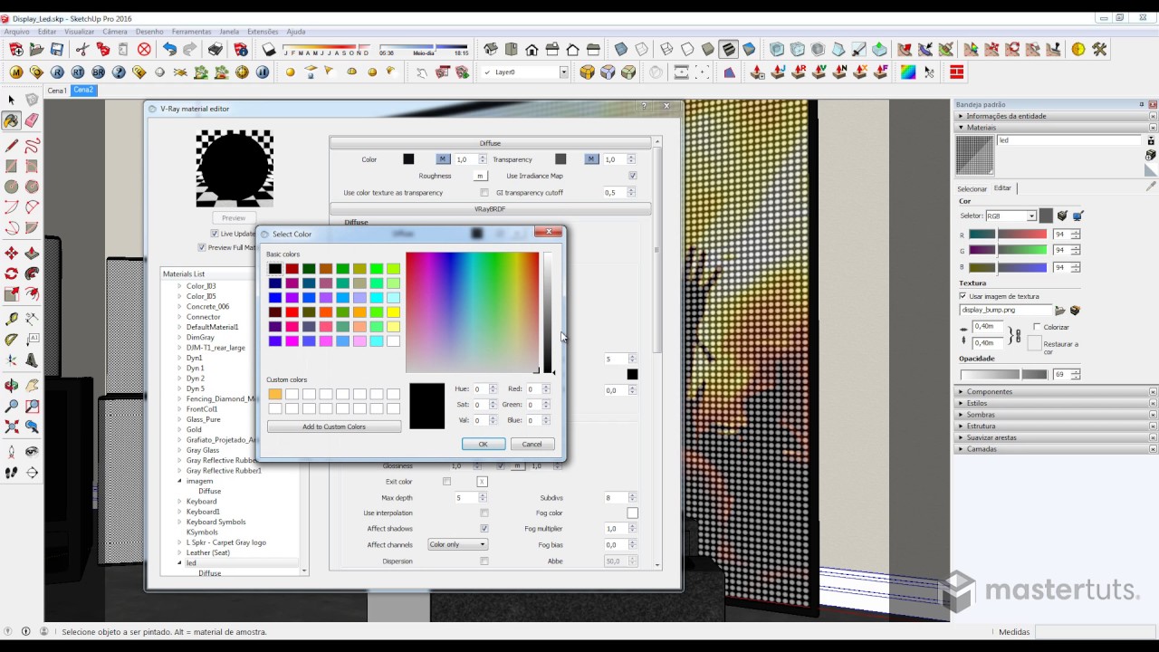 Led Screen Vray Material V-Ray | Como Criar Display Led no V-Ray para SketchUp | Material 58 de ...