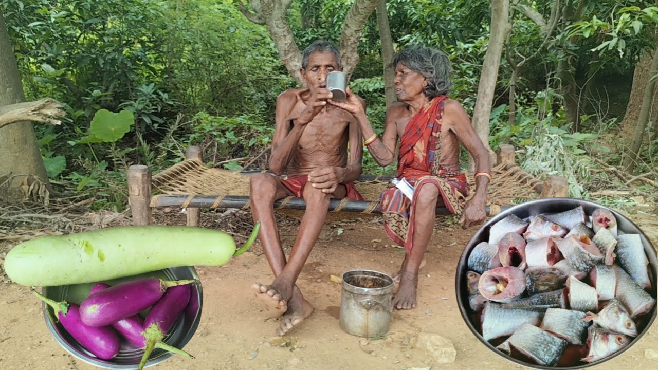 tribe 100 years old grandma & grandpa lifestyle || old grandma cooking FISH CURRY || tribe lifestyle