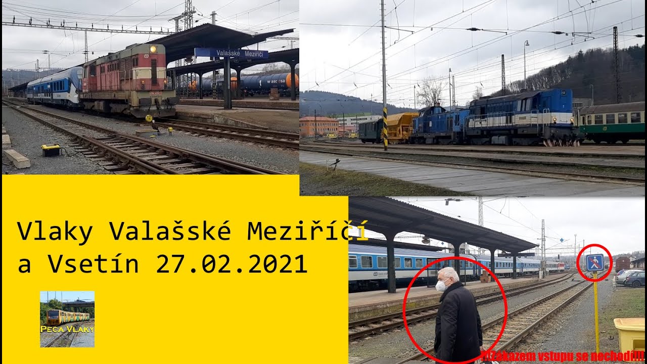Vlaky Valašské Meziříčí a Vsetín 27.2.2021