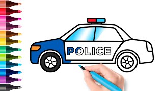 Cách Vẽ xe Cảnh Sát và Tô màu | Học Vẽ và Tô màu xe cảnh sát cho bé