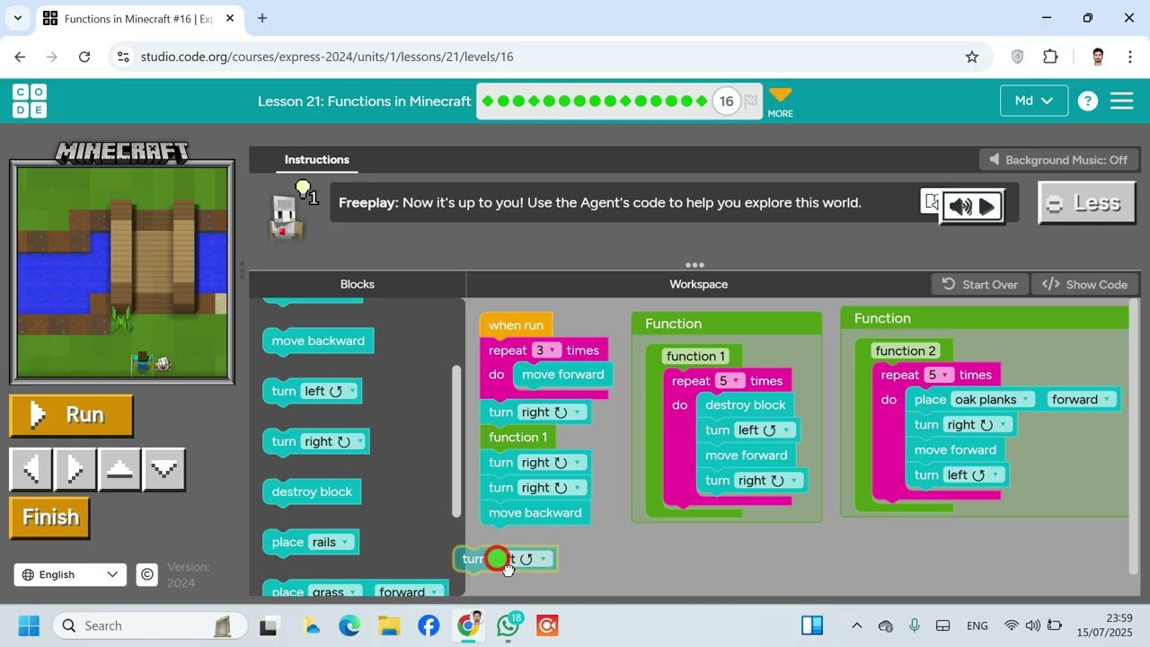 Lesson 21 Functions in Minecraft 16