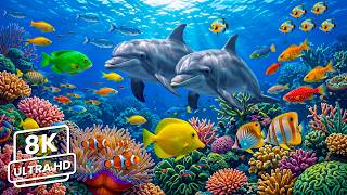8K Aquarium Escape – Mesmerizing Sea Animals 🐠 Relaxing Deep Ocean Music