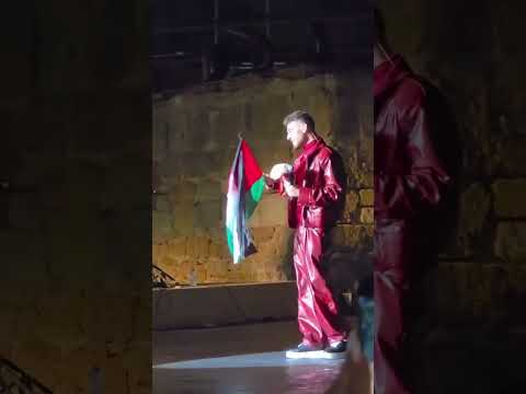 حصريا الشامي  يرفع علم فلسطين في حفلة قرطاج حب وحنان اكسبلور ترند فلسطين سوريا