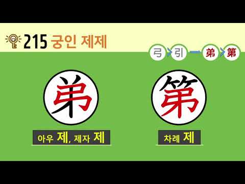 일본어 한자암기박사 - 제목번호 <strong>215</strong>(弓引→弟第 궁인→제제)