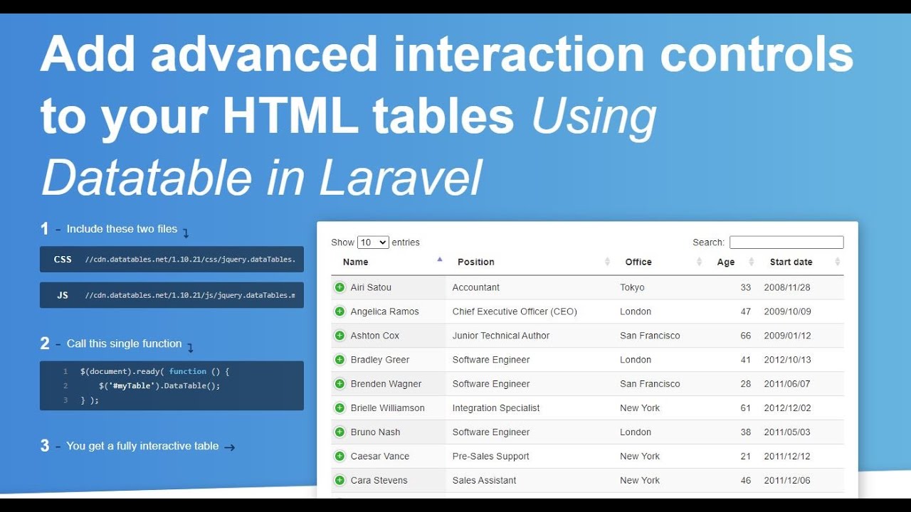 datatable jquery ตัวอย่าง  2022 New  How to setup Jquery Datatable in to Laravel