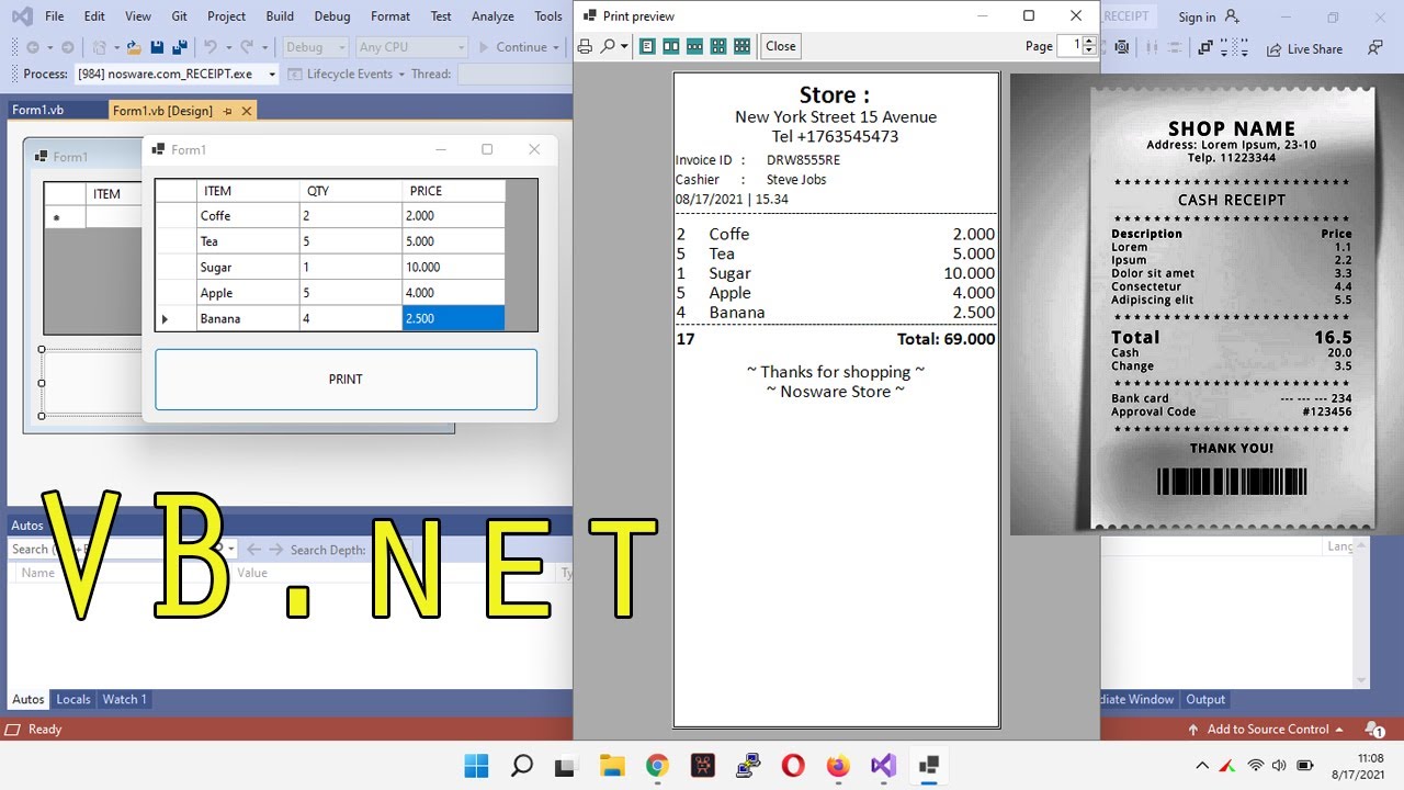 New Update How to Make a Shopping Receipt on VB.NET with Visual Studio