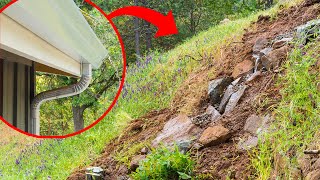 Downspout Waterfall - Making a rain drain look like a spring.
