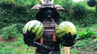 Giant Watermelon VS Samurai Sword Katana Cutting 【Samurai Challenge】