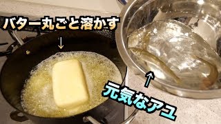 革命的！！バター丸ごと溶かして元気なアユを入れたらトラブル多発！？