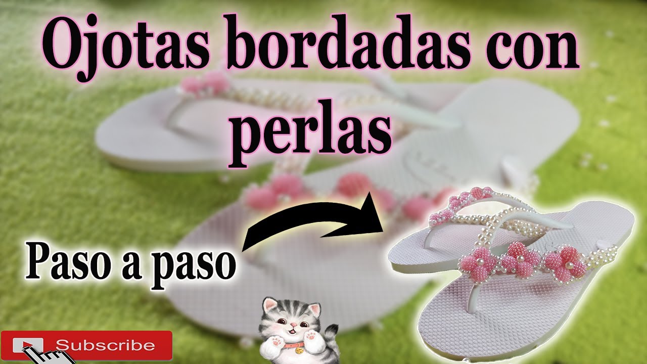 Ojotas decoradas con perlas || Chanclas bordadas || Ojotas || Flores de perlas - YouTube