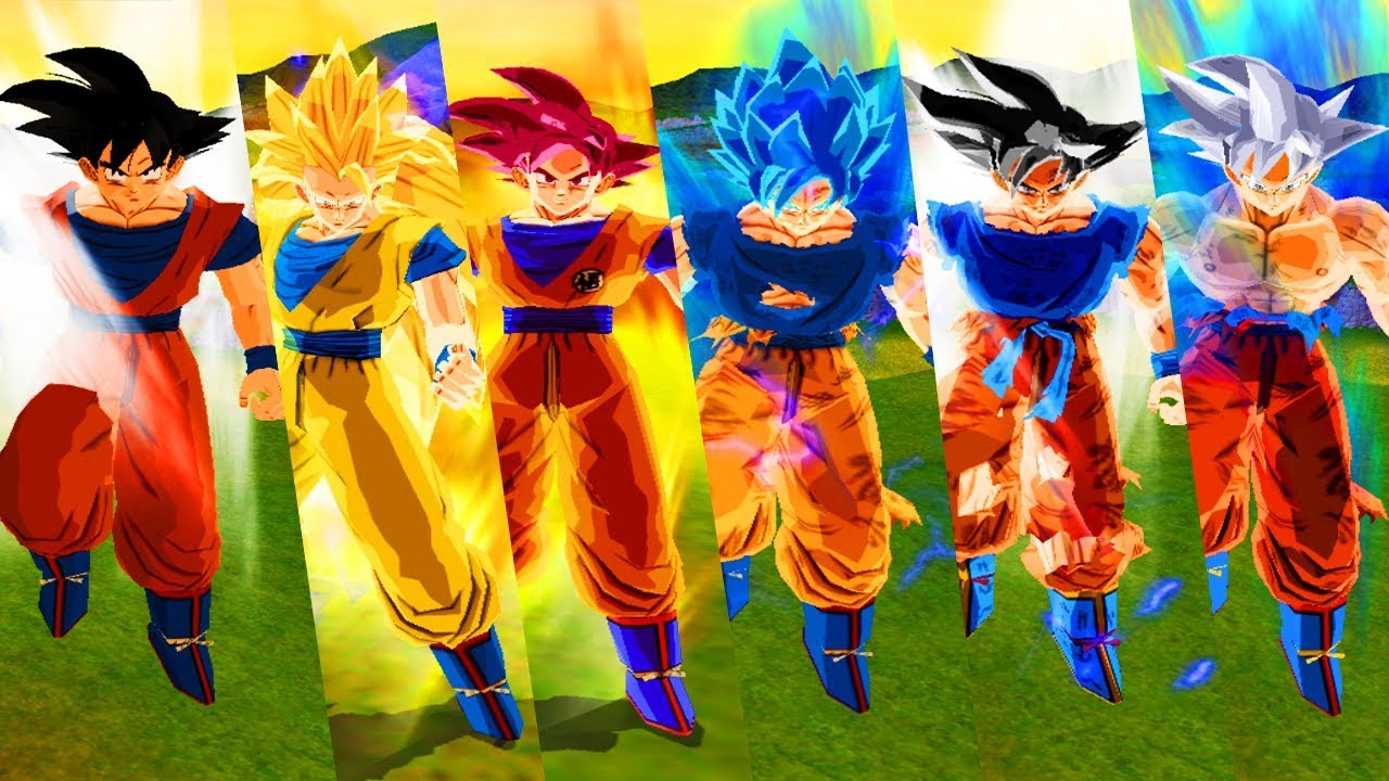 TODAS AS TRANSFORMAÇÕES DO GOKU - SSJ, SSJ2, SSJ3, SSG, SSB, UI E INSTINTO SUPERIOR DOMINADO