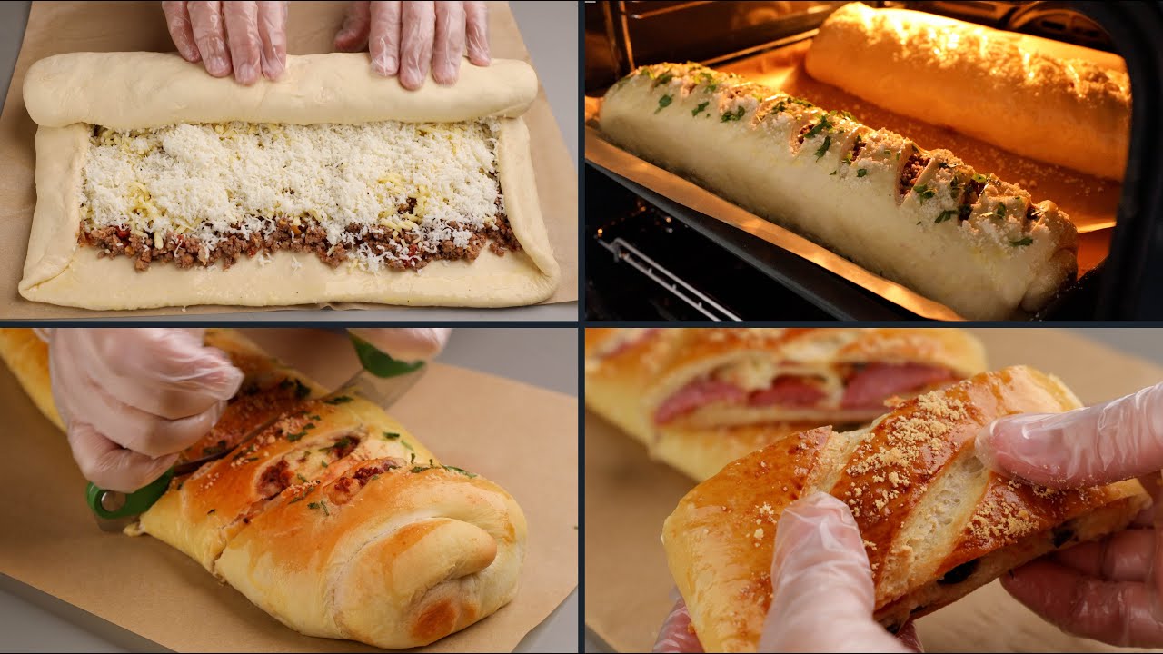 سندوتشات بيتزا XXL 😁 (سترامبولي إيطالي🇮🇹) ألذ من المطاعم ..!؟