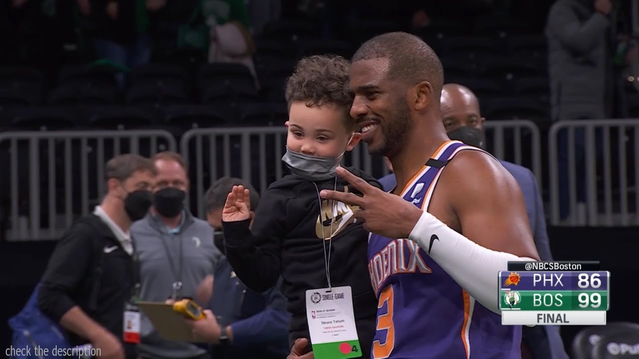 Chris Paul getting a picture with Deuce is really the cutest! Celtics vs  Suns 