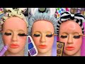 ASMR Satisfying Mannequin Makeup Things Skincare Sounds Video No talking Eyeshadow Colors glow up