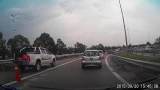 my dashcam - car off the road at highway turnoff