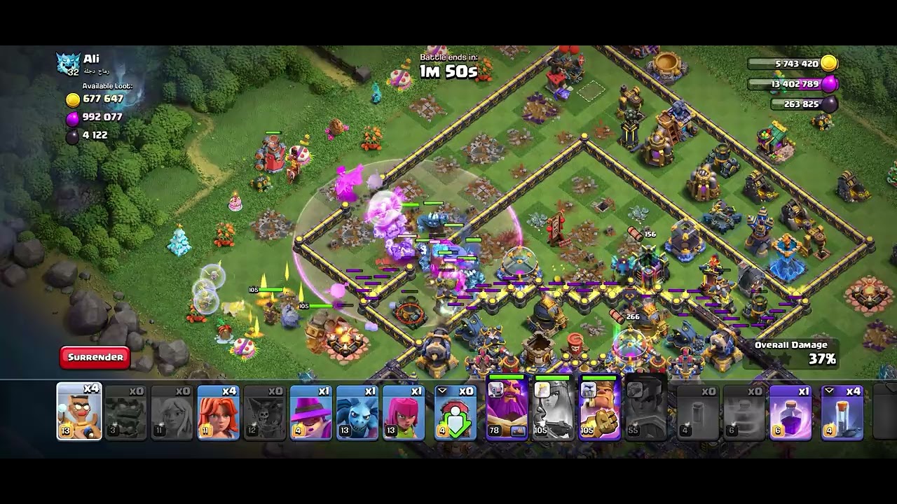 COC 3 stars attack with new troops meteor golem