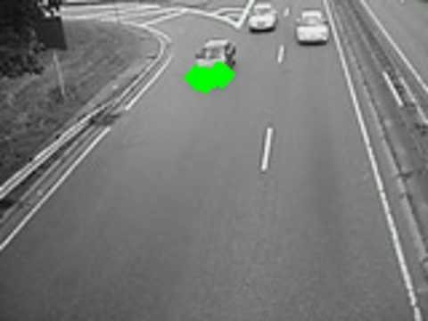 Optical flow applied to traffic video with overlay using Matlab