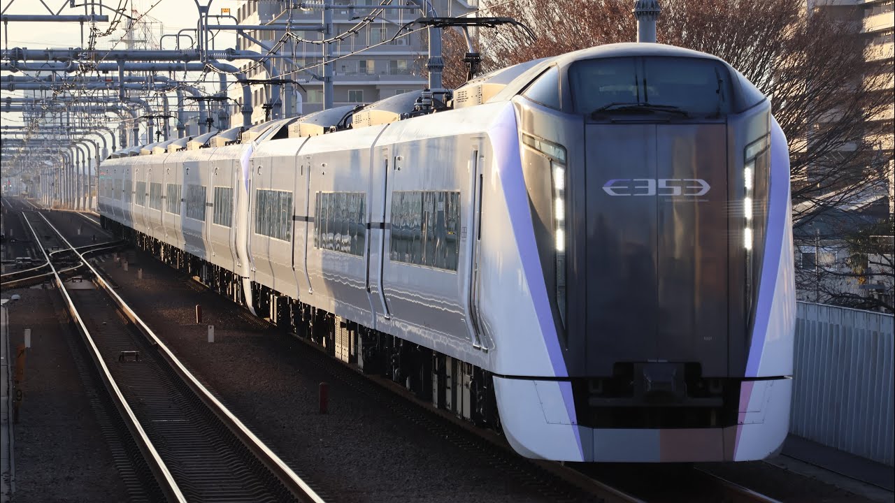 S103 E353系モトS201編成+S103編成 特急かいじ+富士回遊32号新宿行き 武蔵境通過シーン - YouTube