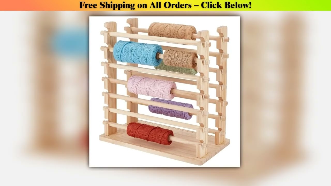 Two-Row Ribbon Holder Organizer Rack Wooden Ribbon Spool Holder Ribbon Organizer for Craft