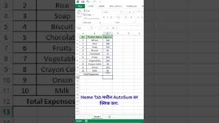बेरीज 1 सेकंदात | Excel AutoSum Formula | Excel Tips Marathi| Excel Basic Tutorial: AutoSum Formula