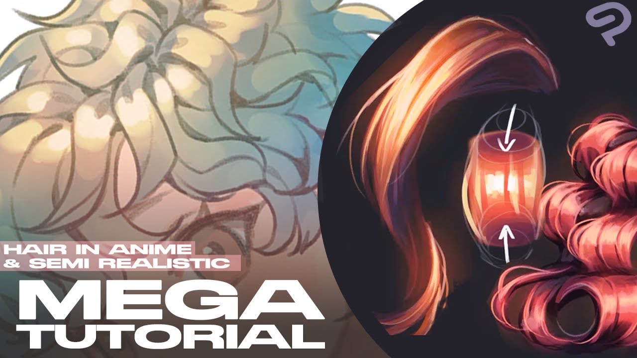 MEGA HAIR TUTORIAL] - Hair in Anime & Semi-realistic | Sketching and  Rendering tips - YouTube