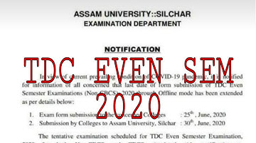 TDC Even Sem Exam. AUS official Notification for Exam.