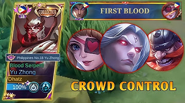 49% DAMAGE TAKEN! BEST SUSTAIN BUILD FOR CROWD CONTROL ENEMY! | YU ZHONG PASSIVE - MLBB
