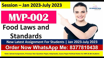 {English} MVP-002 Food Laws and Standards_IGNOU Solved Assignment| New Latest Assignment 2023