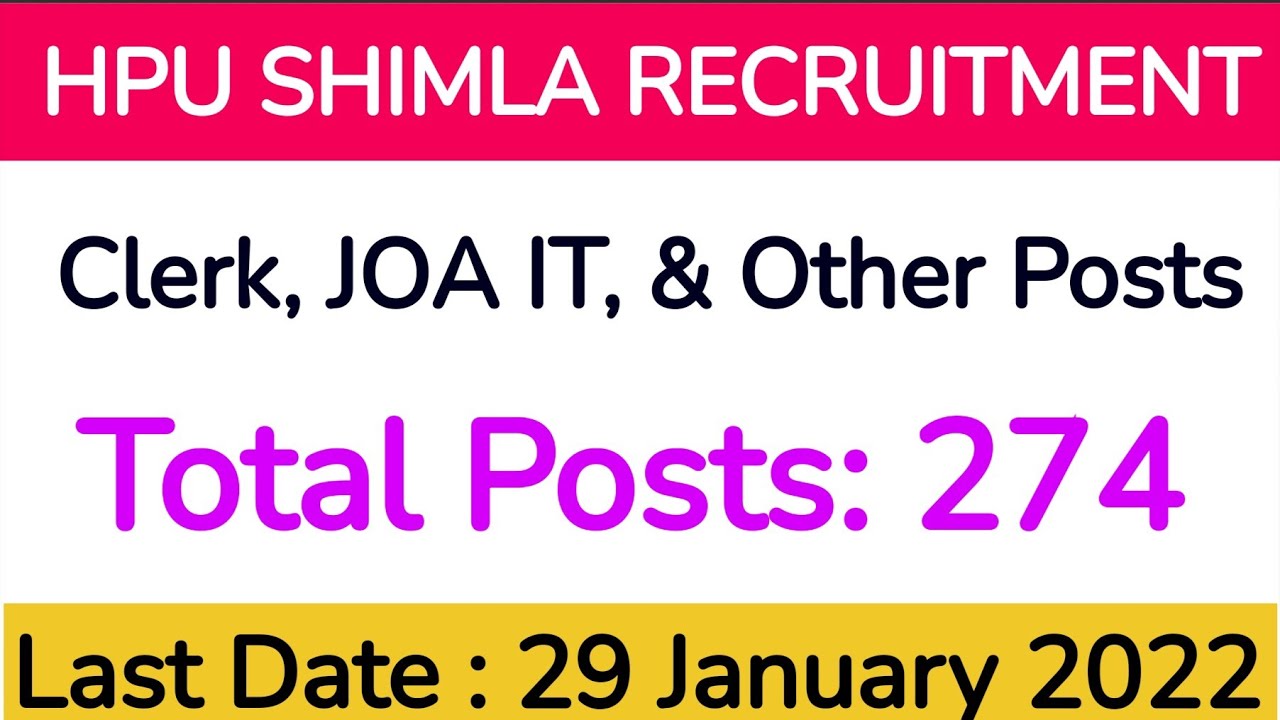 HPU Shimla Recruitment 2022 | HPU Shimla Jobs | GyaanPeeth