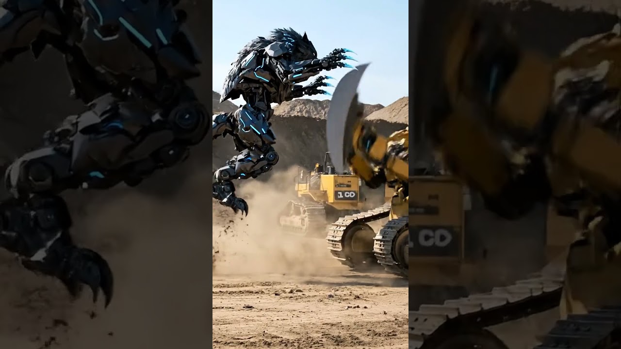 Wolf vs Bulldozer Mecha Clash