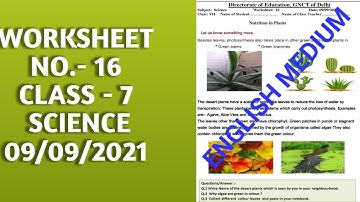 Class 7th Science worksheet no 16 (09/9/21) English medium | sci worksheet no 16 class 7 | Solution