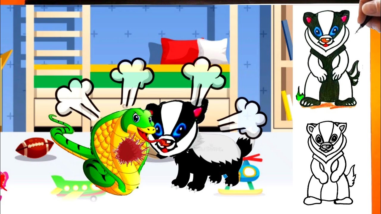 how to draw cartoon Badger step by step |Story drawing art