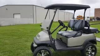 Silver Pewter Golf Club Car Precedent Golf Cart With SS Wheels, Lights, Radio, Rear Flip