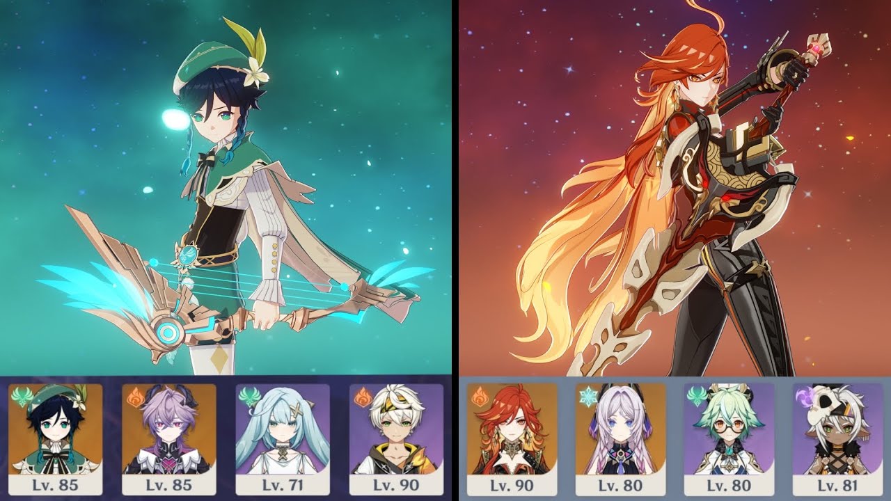 C0 mono pyro Venti first half and C0 Mavuika melt second half, Spiral abyss floor 12