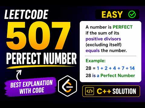 LeetCode 507 Explained in C++ | Perfect Number Easy Solution | Beginner Friendly