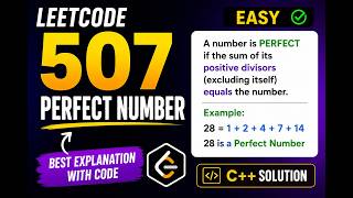LeetCode 507 Explained in C++ | Perfect Number Easy Solution | Beginner Friendly