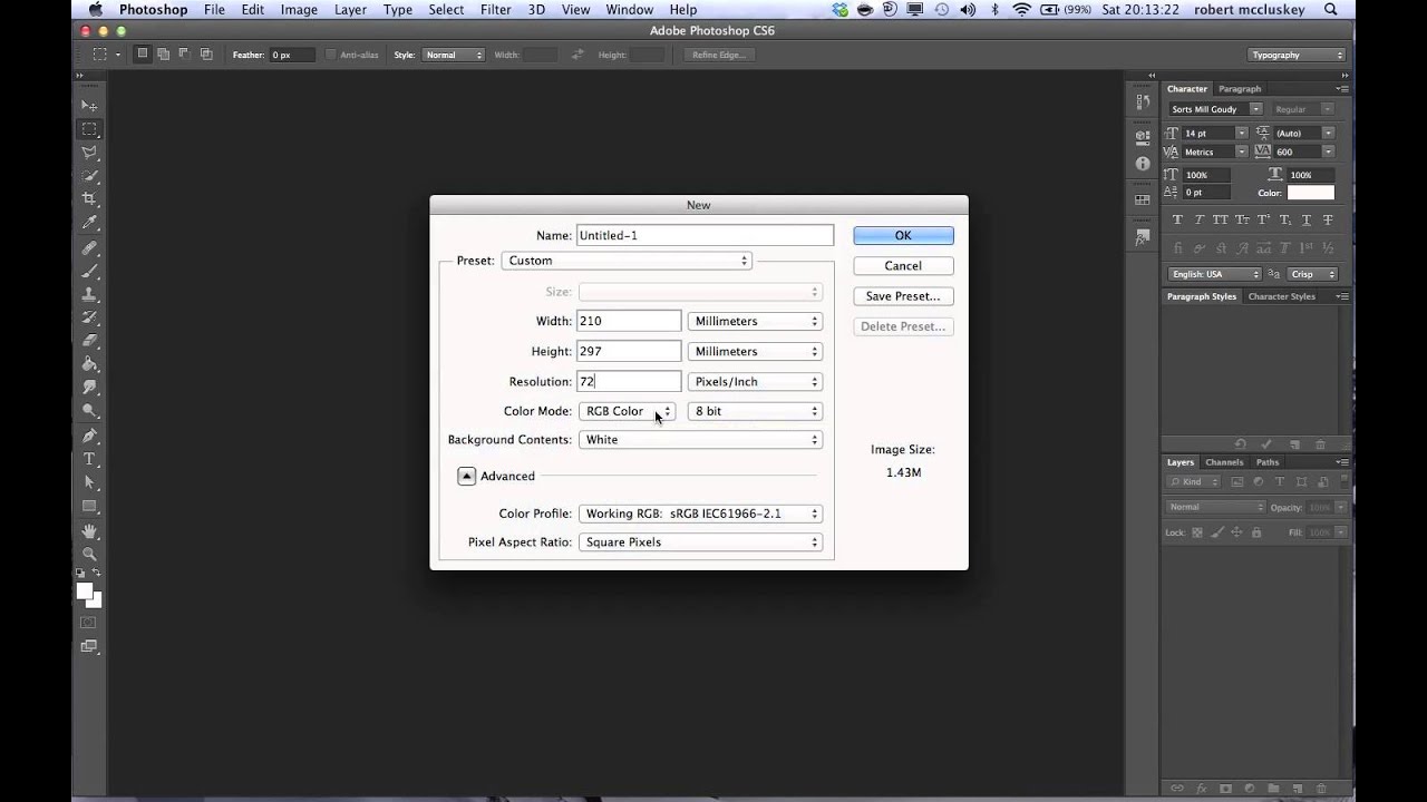 Photoshop How To - Create a document - YouTube