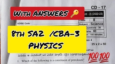 💯 Class 8 AP sa2 cba-3 PHYSICS question paper with full Answers key 🔑 🔑💯💯
