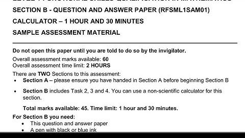 Level 1 Functional Skills Maths Practice Paper Part B Calculator Open Awards