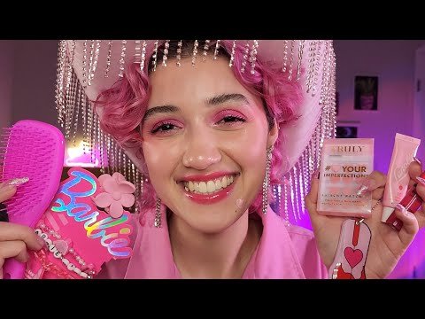 ASMR Friend Gets You Ready for the Barbie Movie 🎀 (fast and aggressive, personal attention, grwm)
