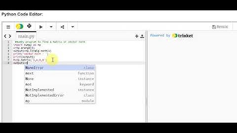 Python program to find a matrix or vector norm