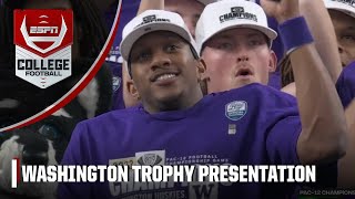 Michael Penix Jr.’s Washington teammates chant HEISMAN as he wins Pac-12 Championship MVP