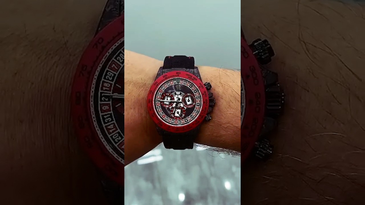 Rolex DiW NTPT Carbon Daytona LUCKY PLAYER 2 with Red Quartz Bezel 🎰 