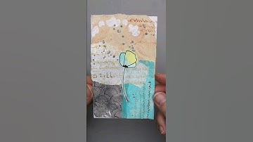 Mixed media on index card using collage papers, paint + stamps. #shorts #mixedmedia
