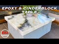 Easy Cinderblock and Epoxy Patio Table / Epoxy Resin Countertop pour // Concrete Table