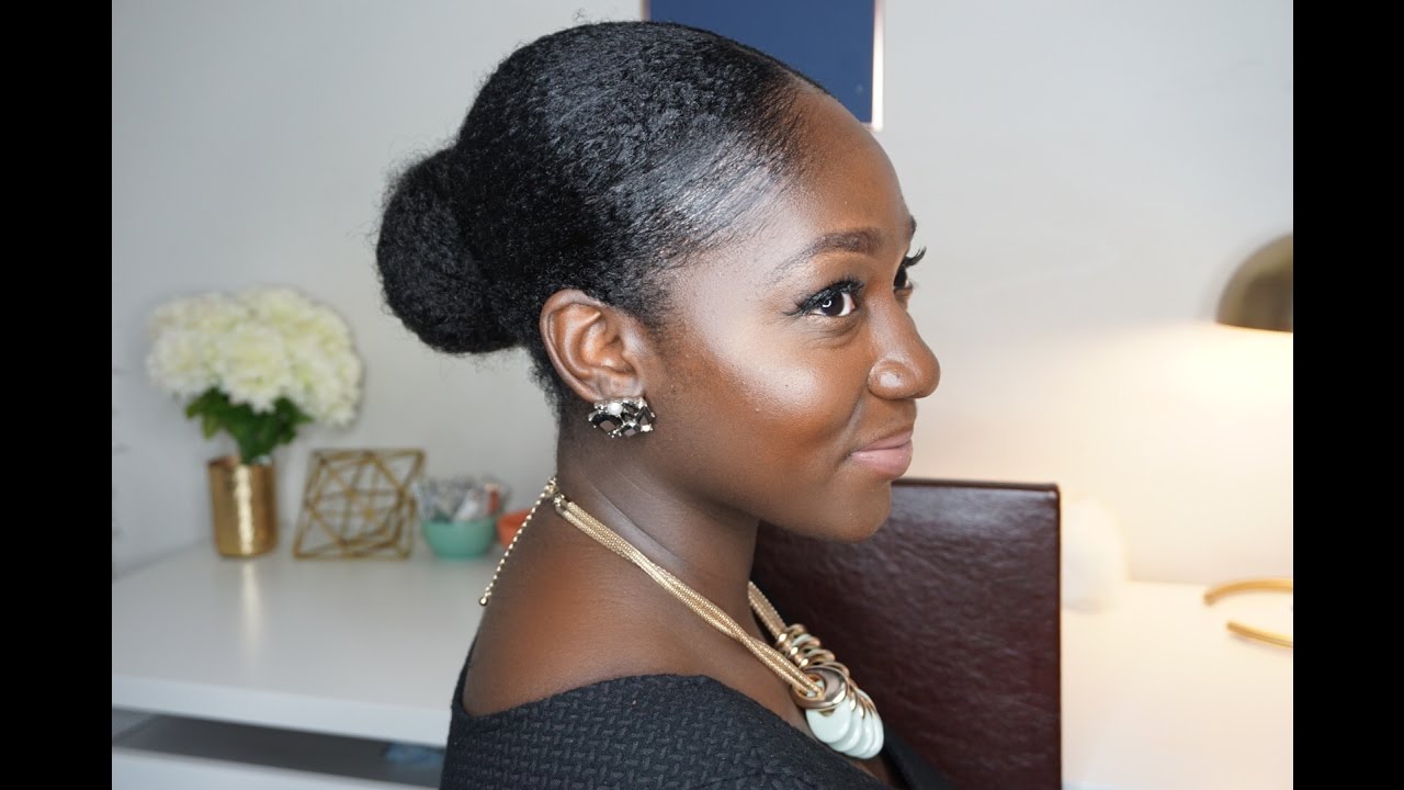 Low Sleek Bun On Messy Hair Thick 4b 4c Hair Youtube