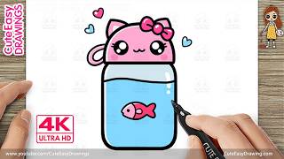 how draw cute kitty water bottle easy kawaii water bottle