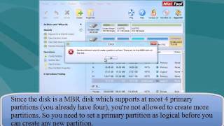 MiniTool Partition Wizard -no free MBR solt while create partition