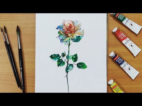 How to draw a flower in watercolor art - YouTube