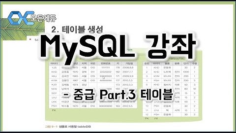 [HD]MySQL 기초에서 실무까지 완전정복 하기   중급 Part 3 테이블